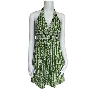 Trixxie Green & White Pattern Halter Dress - Size 3